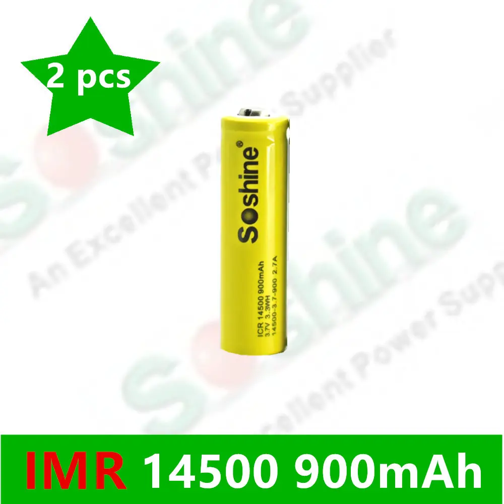 Литий ионные аккумуляторы SOSHINE 14500/AA 900 мАч 3 7 в 2 шт.|Перезаряжаемые батареи| |