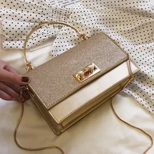 Роскошные Брендовые женские сумки с блестками, маленькие золотые цепи, сумки через плечо с клапаном, серебристые, черные, розовые сумки-мессенджеры