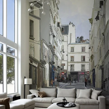 

The city streets white house livingroom background 3D Wallpaper Mural Photowall 3d papel de pared PW257602007