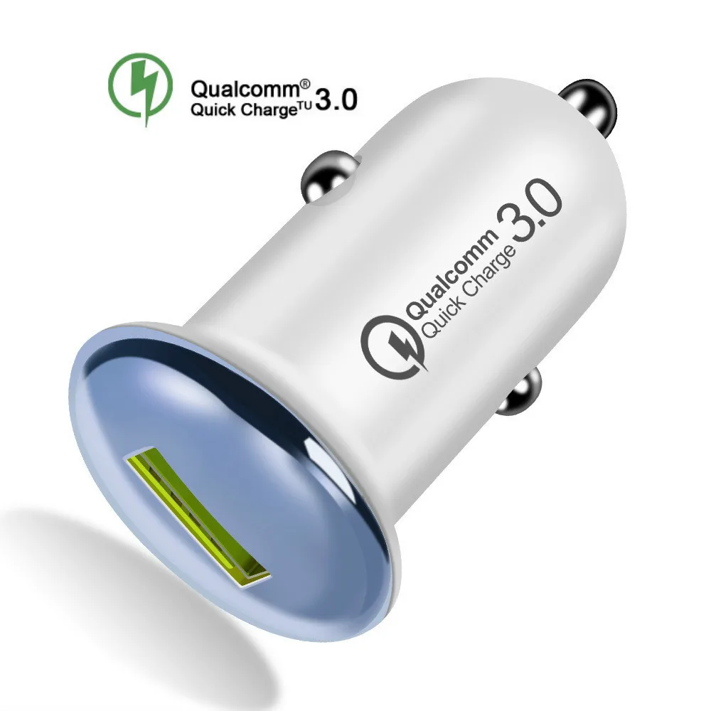 شاحن سيارة USB صغير للجوال هاتف لوحي GPS QC 3.0 سريع شاحن سيارة-شاحن سيارة واحدة USB مهايئ شاحن الهاتف في سيارة