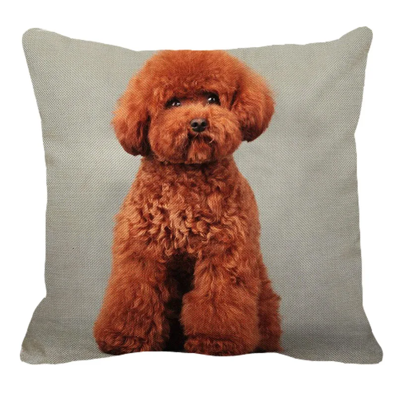 XUNYU 45 см x 45 м животное собака Пудель узор льняной удобный чехол для подушки гостиной диван декоративная наволочка YH013 - Цвет: 1