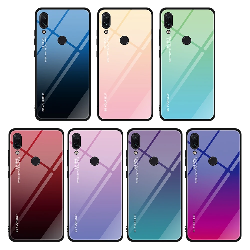 

Luxury Glass Case For Xiaomi Redmi Note 7 Case 9H Tempered Glass Silicone Cover Hybrid Back Cover For Redmi Note 7 Pro Cases