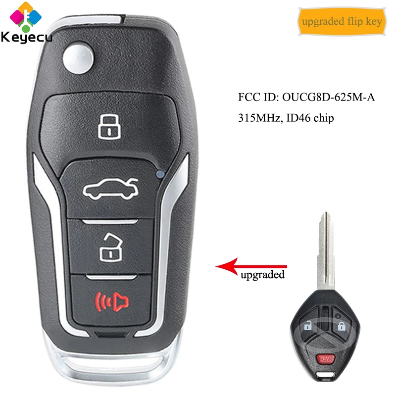 

KEYECU Upgraded Flip Remote Control Key With 315MHz & ID46 Chip - FOB for Mitsubishi i-MiEV Outlander Lancer GTS , OUCG8D-625M-A