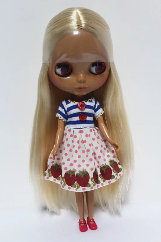 

Blygirl Blyth doll Gold hair nude doll 706BL6984 ordinary body 7 joints black skin DIY doll for their own change makeup