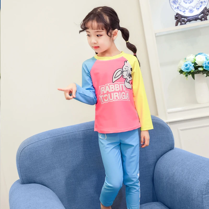 

Two Pieces Suits Swimming Wear Swimsuit Girls Long Sleeves Bathing Suits for Children Summer Beach Wear Little Kids M-3XLSize