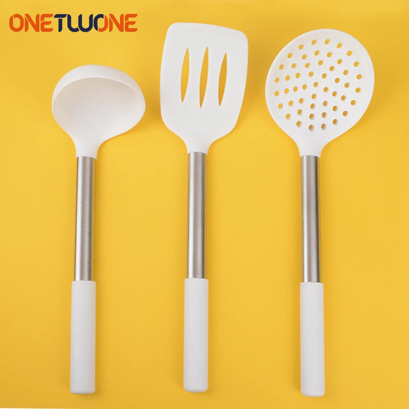 

Kitchen Silicone Non-stick Cooking Spoon Spatula Stainless Steel Utensils Dinnerware Set Cooking Tools Accessories