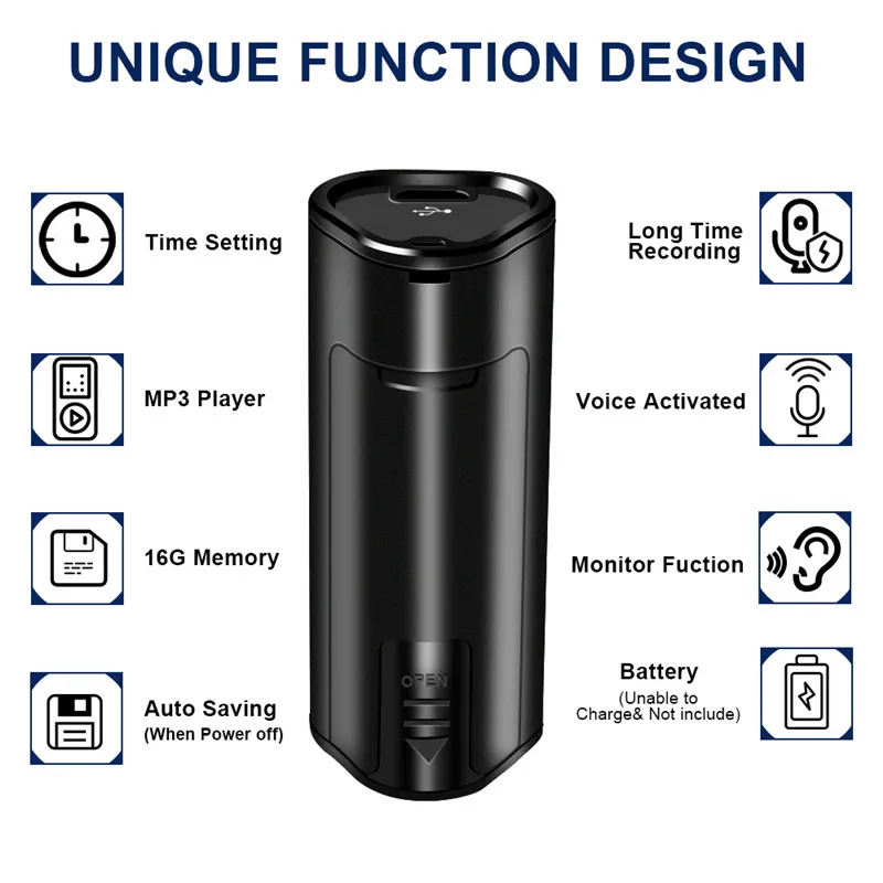 16GB Professional Voice Activated Recorder Digital USB Audio Recorder Dictaphone MP3 Long Distance Sound Recording grabador de voz (2)