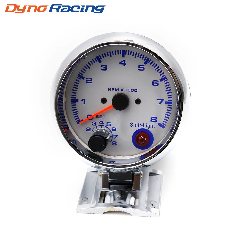 Tachometer 3.75inch 0 8000 Rpm gauge with shiftlight Chrome Tachometer