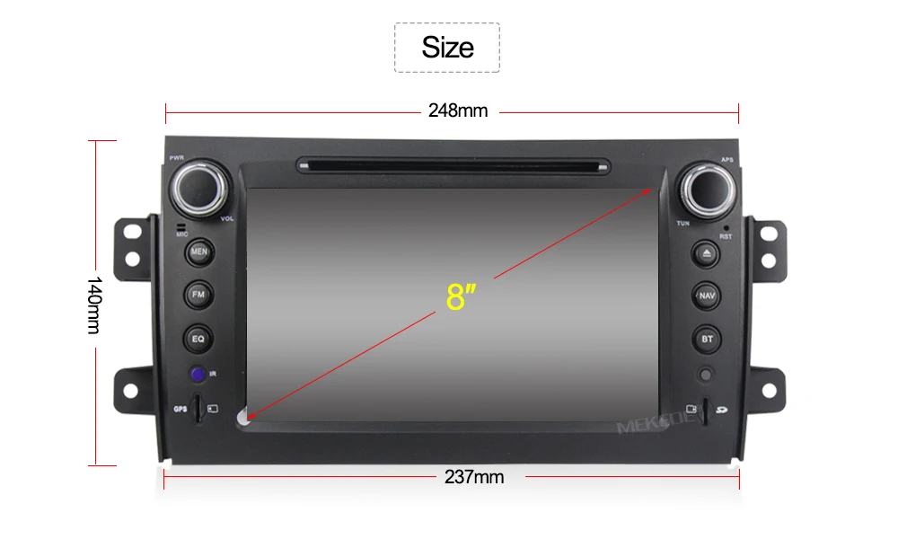 Best MEKEDE 2G RAM 2 DIN Android 7.1 For Suzuki SX4 2006-2013 Quad Core 8" 1024*600 Bluetooth Car DVD Radio Player GPS Navigation 3