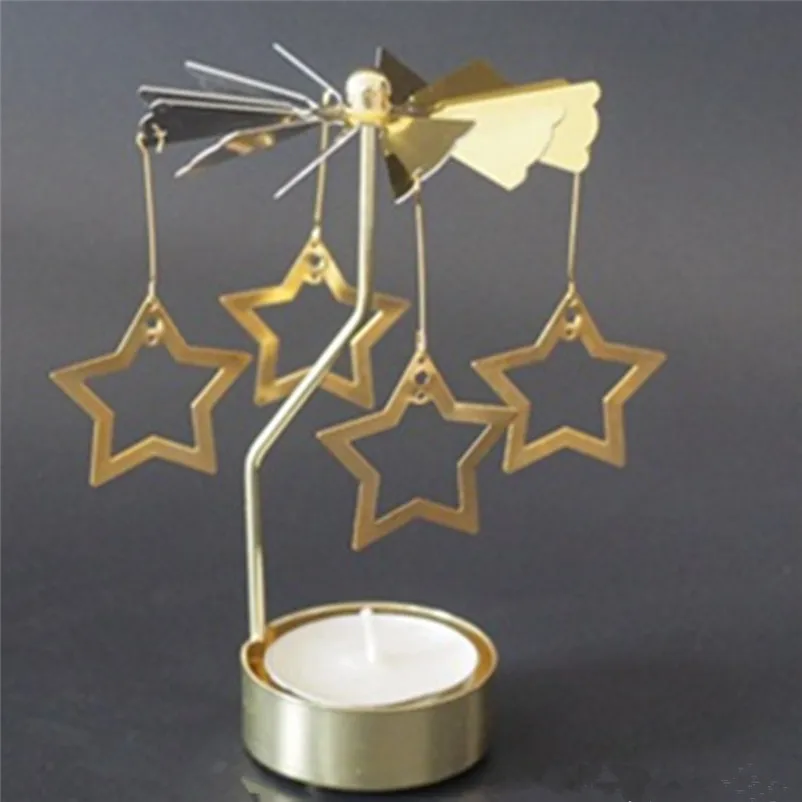 Горячая вращающаяся, крутящаяся металлическая карусель, держатель свечей, подставка, рождественский подарок, вращающийся металлический домашний декоративный подсвечник 30S28