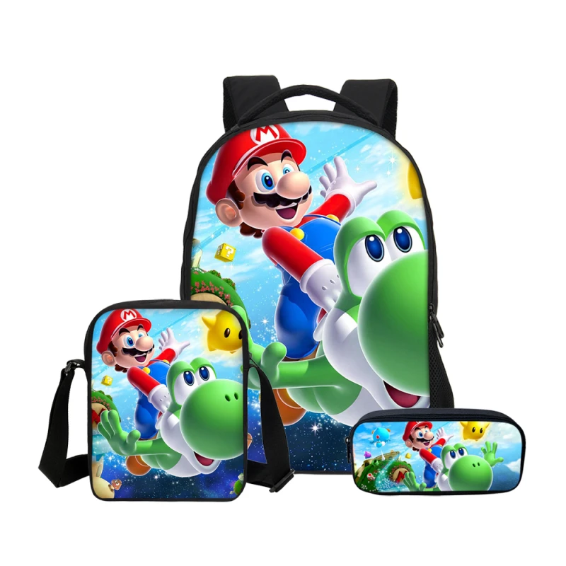 

Hynes Eagle Cartoon Super Mario 3D Printing Backpacks For Boys Girls Bookbag 3Pcs/Set School Bag Shoulder Bag Mochila Escolar