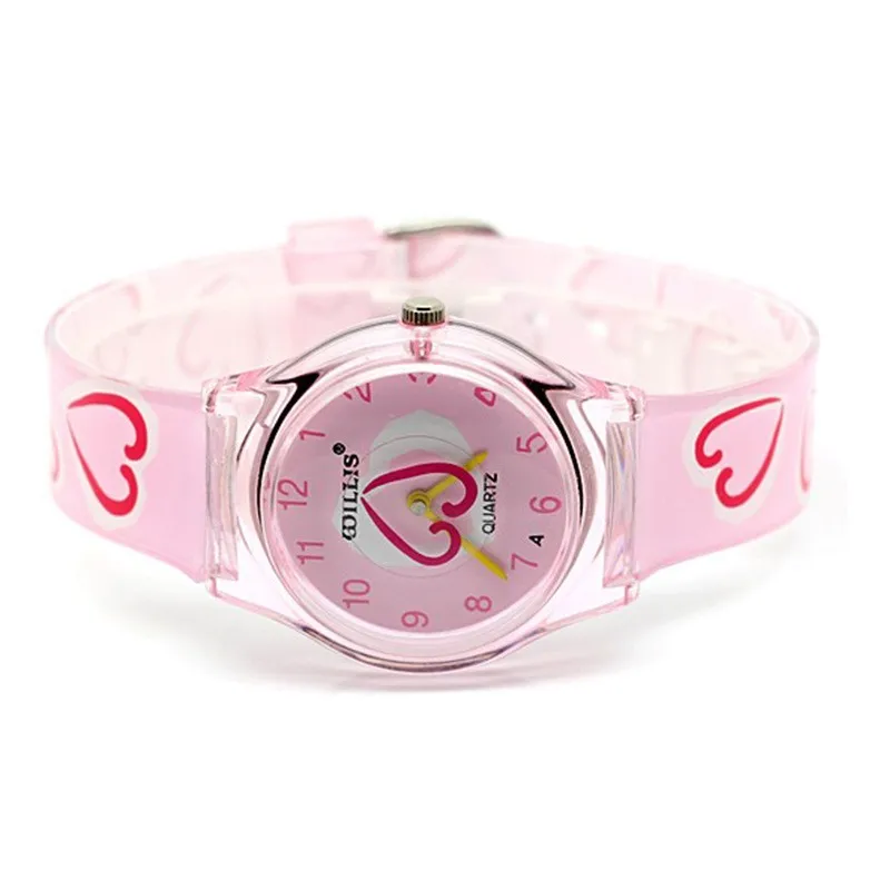 Девушка розовое сердце водостойкие дети часы модные женские конфеты кварцевый кремний часы для женщин Повседневное платье наручные
