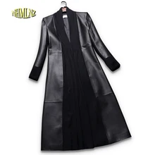 Осенняя женская кожаная куртка, новинка, для отдыха, чистый цвет, с длинным рукавом, темперамент, элегантная женская куртка из натуральной кожи, LH25