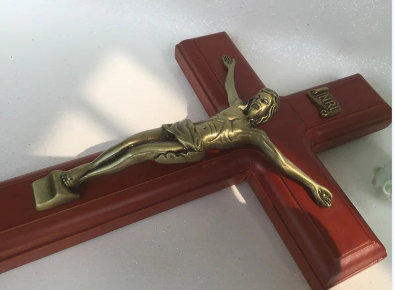 Католический, христианский крест, распятие 29,5*15,5*2,5 см изысканный тик Rood Jesus Cross Figure Jesu lamb of god figures - Цвет: A