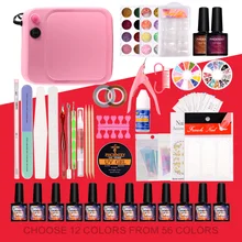 48 Вт Светодиодная лампа Таймер Сушилка для ногтей Выберите 12 цветов УФ Гель-лак набор для дизайна ногтей набор для ультрафиолетовой обработки Полировка маникюрный набор