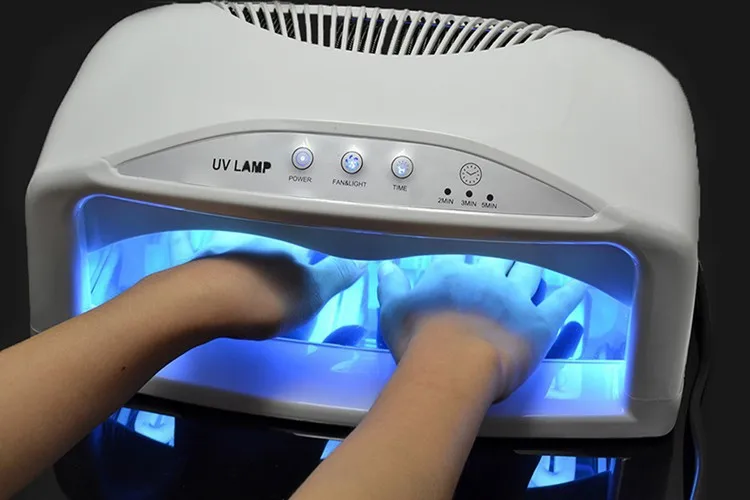 

New 220V EU Plug 54W 6 Lamp & Fan Nail Dryer Nail Art UV Gel Curing UV Lamp White