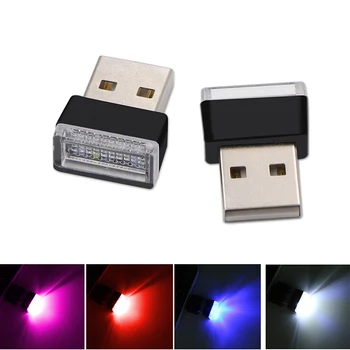 

Car USB LED Atmosphere Lights Decorative Lamp Emergency Lighting Universal PC Portable Plug and Play Red/Blue/White Car styling