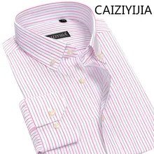 Caiziyijia Осенняя мужская шелковая рубашка в полоску с длинными рукавами из хлопка высокого качества модная Camisa Social Masculina