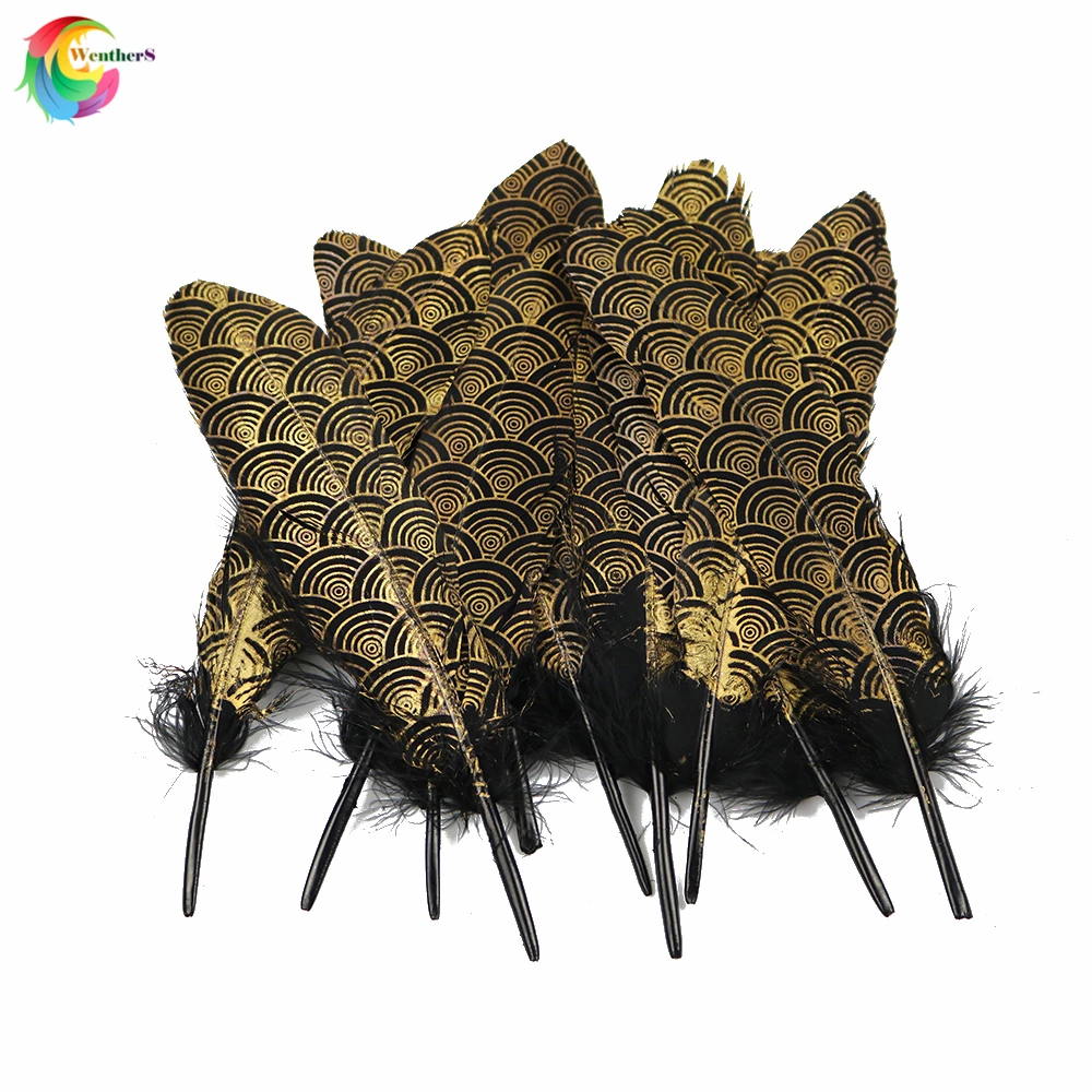 

NEW 10 PCS Gold Natural goose feather 15-20CM for Crafts Hats Embellishments plumes DIY Decor Feathers