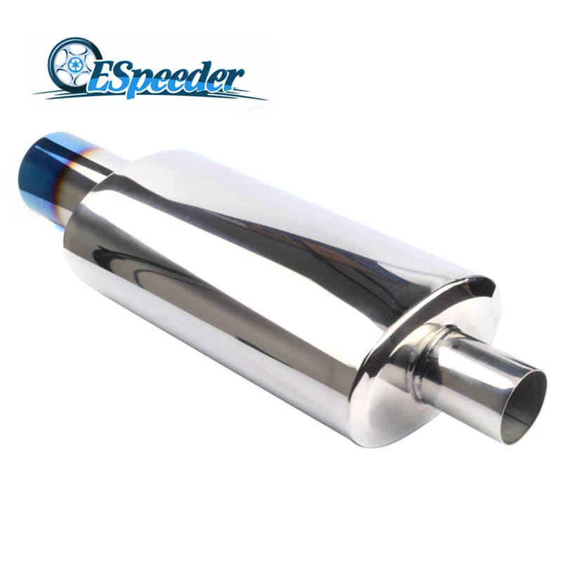 ESPEEDER Exhaust Pipe Car Muffler Polished Stainless Steel Burned Blue