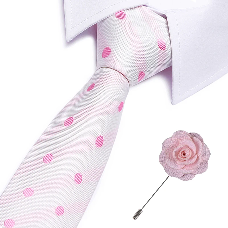 

Polka dot Soft Mens 100% Silk Necktie Bright Check Artificial Skinny Ties Men business 7.5cm width Tie Designer Cravat