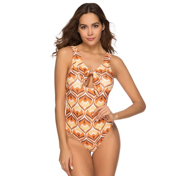 

Floral Print Bowknot One Piece Bathing Suit Women Stylish Bacless Women's Swimming Suit Monokini Female Swimsuit Fused Swimwear