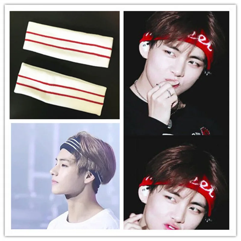 

Headband Kpop Accessories Korean Fashion Bandana J-hope Stripe Letters Yoga Hair Band Headwear V JIMIN SUGA HF058