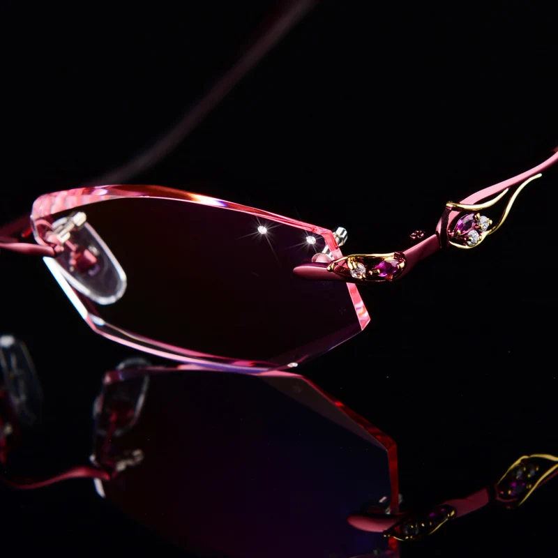 45 Brillen Schöne Mode Diamant Temperament Gläser Randlose Weitsichtigkeit Trimmen Frau Brille Kurzsichtigkeit 1RxfqqSPw