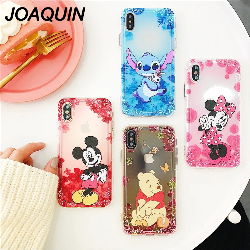 Cartoon Mickey Minnie Mouse Case For iPhone 6 6s 8 X 7 Plus XR XS MAX Cover Cute Stitch Winnie pooh Soft TPU Funda |