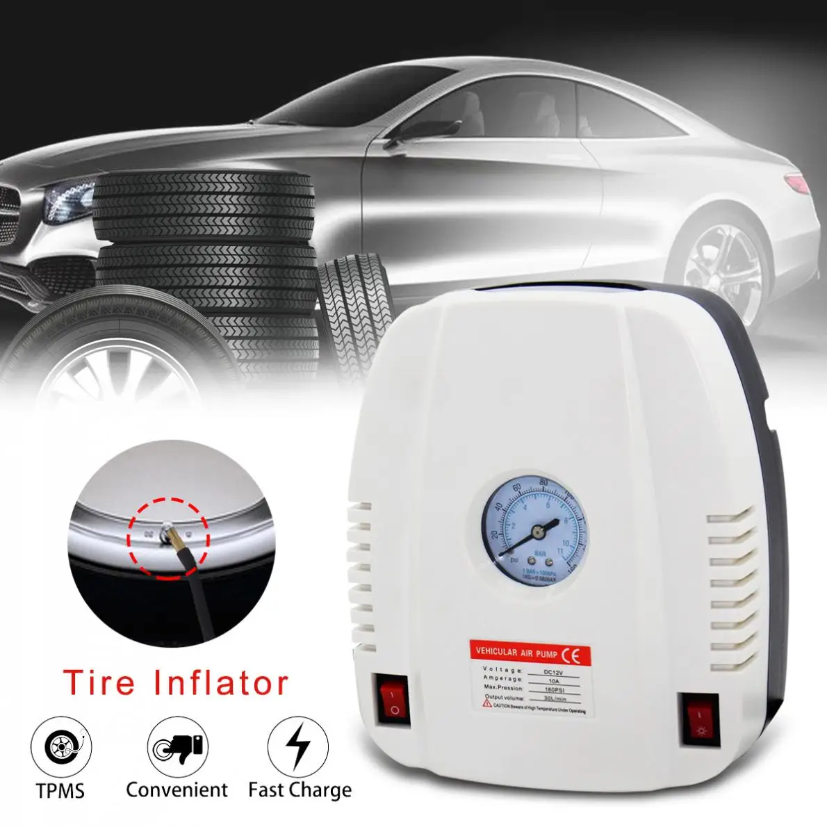 Portable 12V 160PSI Electric Car Pump Auto Air Compressor 120W