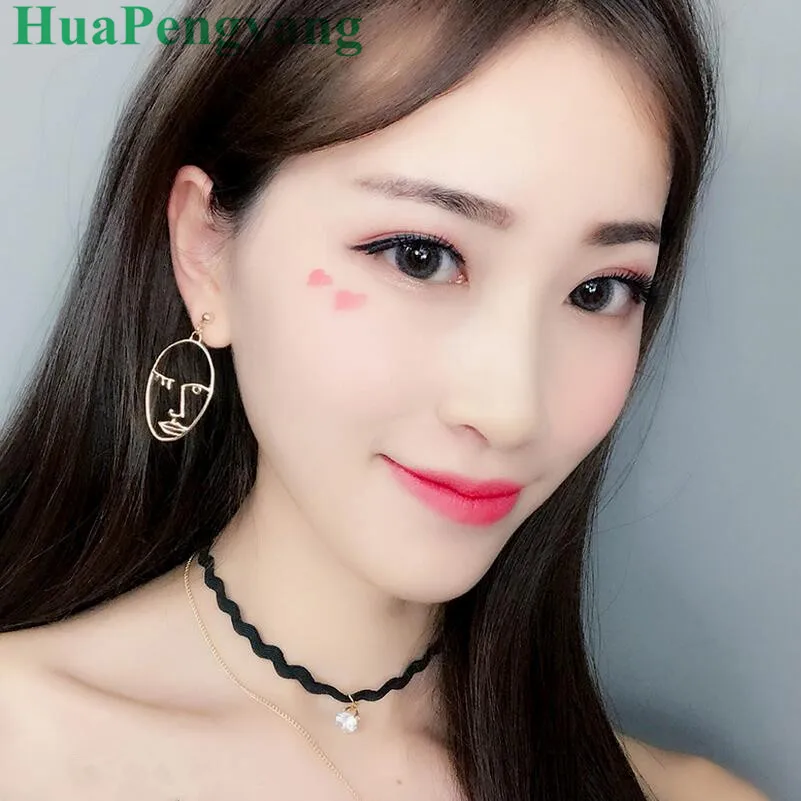 Серьги в виде лица овальные женские серьги маленькие подарки 2020|hollow earrings|earrings