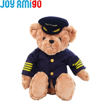 

Cute Fluffy and Soft England Pilot Teddy Bear Plush Toy Captain Bear Airplane Crew Cosplay Doll Gift For kids