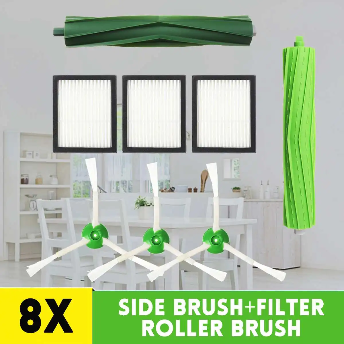 

Brushes and Filters Set 8X Side Brush & Filter & Roller Brush For iRobot-Roomba E5 E6 i7 i7+ Vacuum Cleaner Accessories Brush