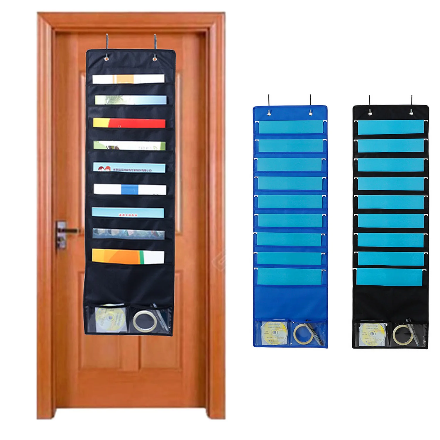 

Behogar 12 Pocket Thick Oxford Cloth Hanging Organizer Wall Wardrobe Door Storage Bag for Documents Stapler Pens Home Office