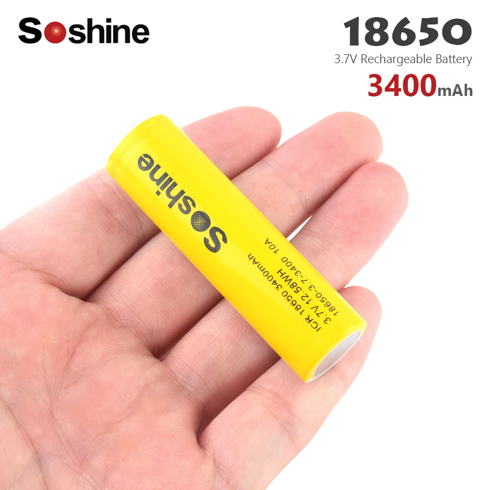 

Soshine 3.7V ICR 18650 lithium continuous dedicated electronic power Rechargeable Battery battery 3400mAh 3C Discharge