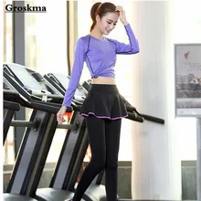 Осенний Открытый Бег Женщины Спорт комплект из 2 предметов футболка с длинным рукавом+ брюки костюм Фитнес тренажерный зал Йога одежда спортивная одежда mujer