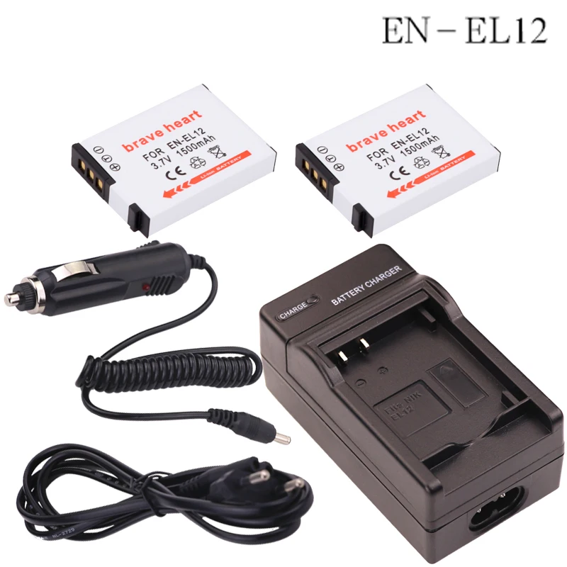 2x bateria EN EL12 EN EL12 Battery + Charger for Nikon Coolpix S9700