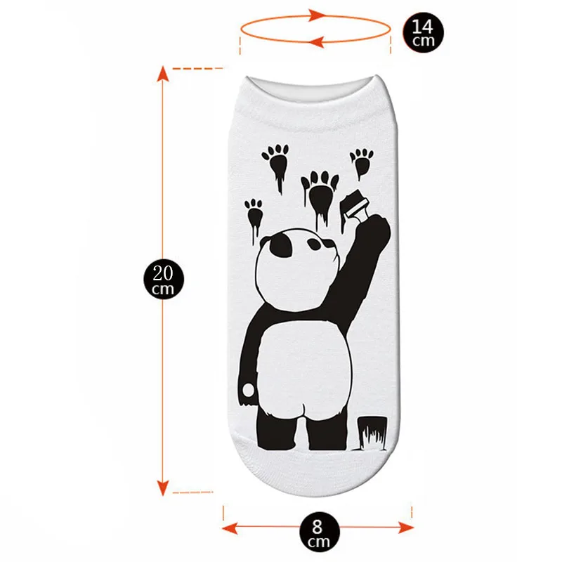 Новинка; носки с объемным принтом панды; короткие носки унисекс с изображением гигантской панды; забавные японские короткие носки Kawaii