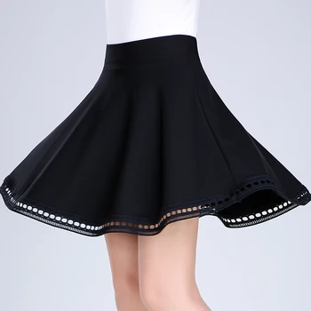 

2018 New Spring Autumn Fashion Hollow Out Patchwork Lace Skirts Women Elegant High Waist Mini Skirt Preppy Ball Gown Skirt Mw181