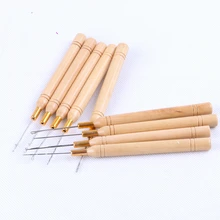 Высокое качество деревянной ручкой наращивание волос парик игла для вязания крючком инструмент для шитья 10 шт./упак