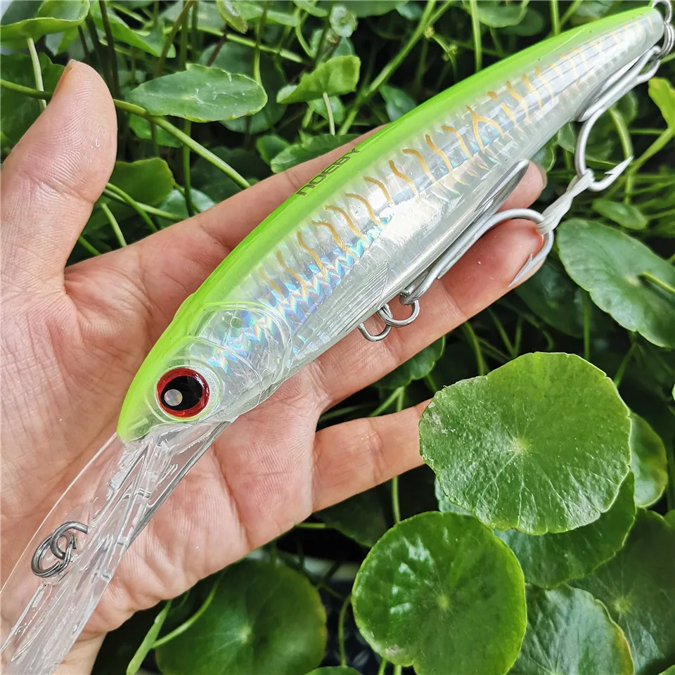  Noeby 1pc 12-16cm/30-73g Fishing Lure big Bent Artificial Minnow Lure Fake Bait Swim bait 3D Eye Cr