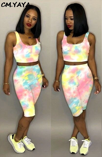 Женский спортивный костюм футболка карандаш до колена с принтом tie dye galaxy из двух