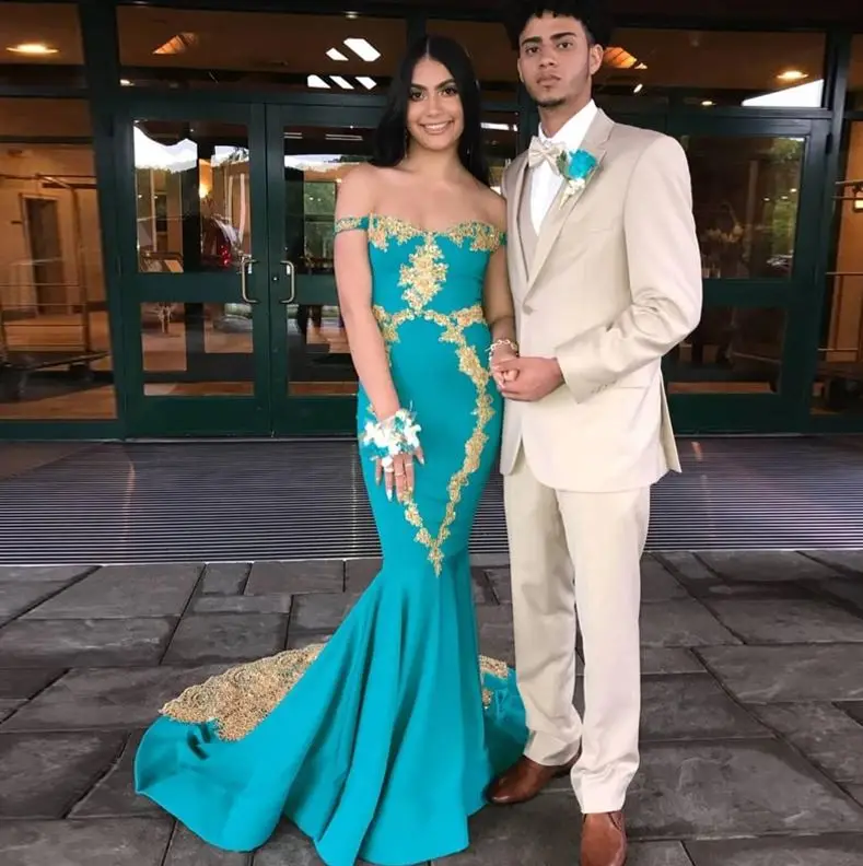 turquoise Vestidos de gala2019 новые атласные кружевные блестки лодочка шеи бирюзовое золото Сексуальные Русалка Выпускные платья Длинные великолепные Бало elbiseleri - Цвет: turquoise