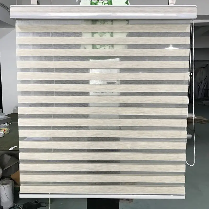 Zebra Blinds Custom Size Shade Horizontal Elegance Sheer Roller in Beige Window Curtains for