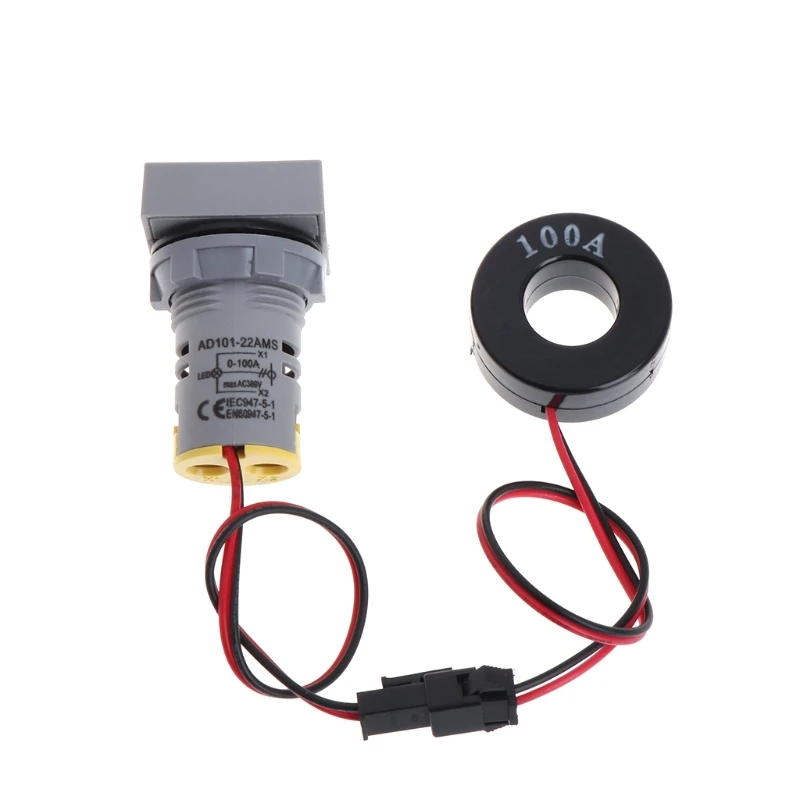 22 мм 0-100A цифровой амперметр индикатор тока Светодиодная лампа квадратный сигнальный свет