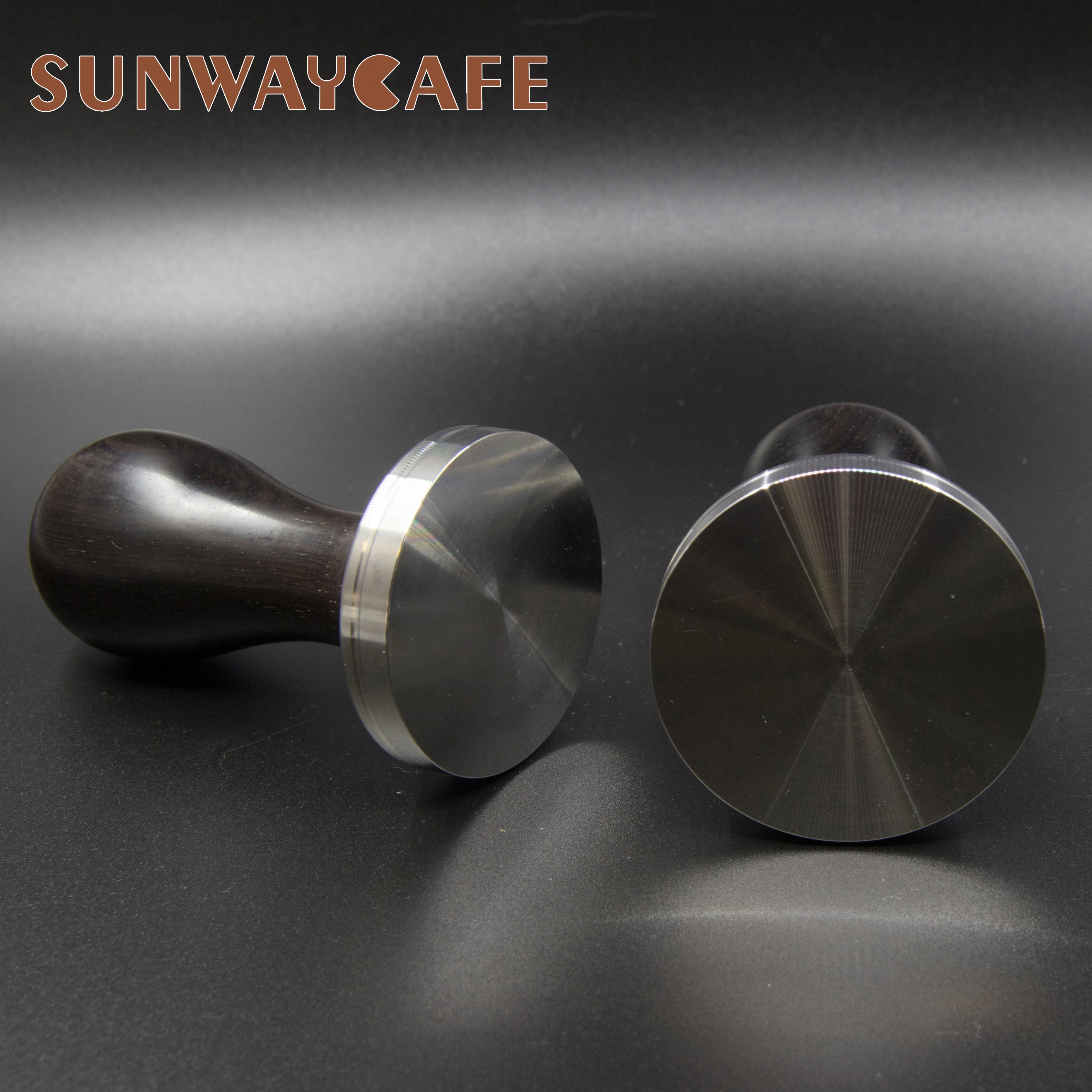 African Black Wood Handle Coffee Tamper 51/53/54/58/58.35mm Stainless Steel Espresso Powder Cafe Hammer Coffee Tools For Barista