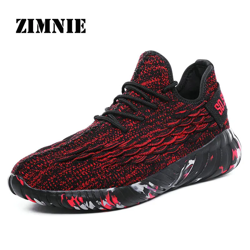 ZIMNIE спортивная обувь для мужчин, Брендовая обувь, спортивные мужские кроссовки, мужская беговая Обувь, спортивная обувь, мужские красовки из сетчатого материала, размер 38~ 48 - Цвет: Black Red