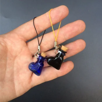 

Glass Bottles Pendant With Key Chains Lobster Clasp Bottles Handmade Love Heart Pendant Gift Bottles Mix 7Colors Free Shipping