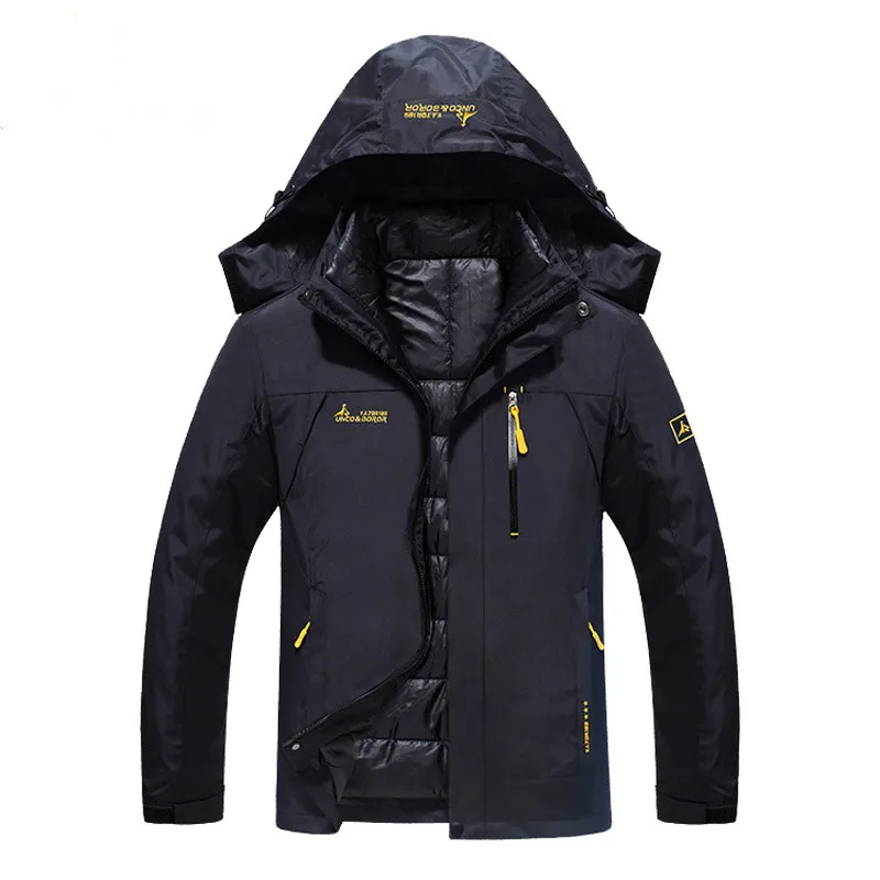 2016 Plus Size 9 Colors Waterproof Winter Jacket Men Warm 2 in 1 Parkas