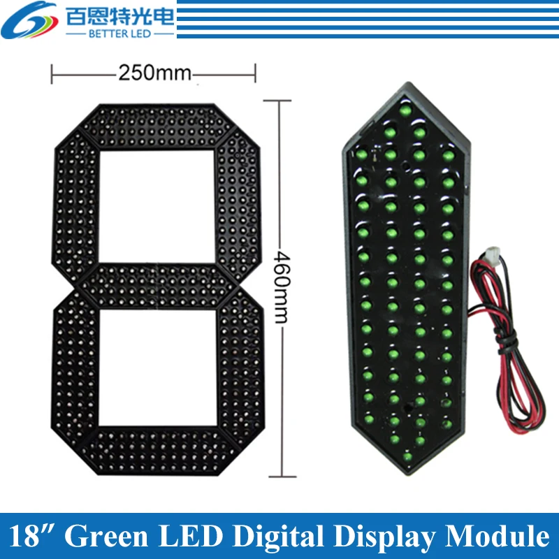 

4pcs/lot 18" Green Color Outdoor 7 Seven Segment LED Digital Number Module for Gas Price LED Display module